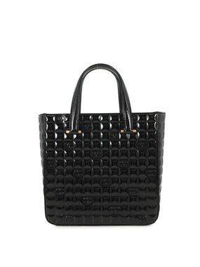 Chanel Handbag CC Logo Choco Bar Patent Leather Black